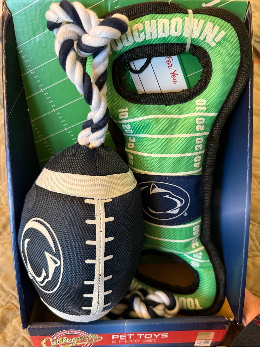 Penn State Pets First Collegiate Pet Toys 2-Piece Set - Navy Blue and Green